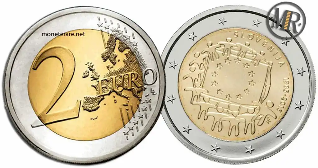 2 Euro Gedenkmünze Slowenien 2015 Europaflagge