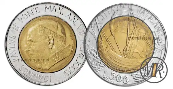 500 Lire Bimetalliche Vaticano 1985 Pietro