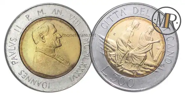 500 Lire Bimetalliche Vaticano 1986 Croce