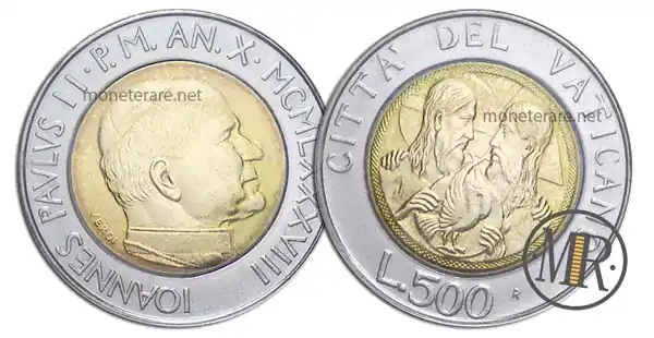 500 Lire Bimetalliche Vaticano 1988