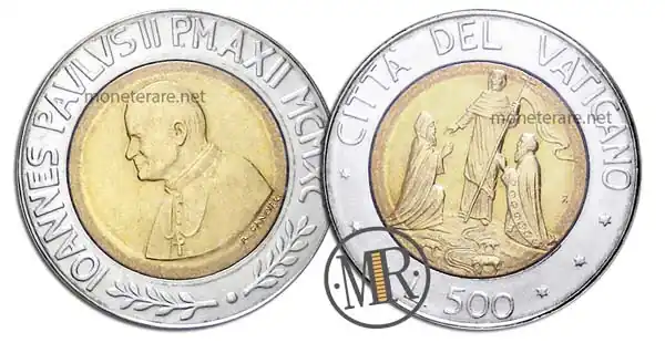 500 Lire Bimetalliche Vaticano 1990 Cristianesimo in Europa