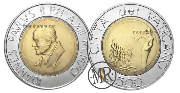 500 Lire Bimetalliche Vaticano 1991 Andate a Predicare