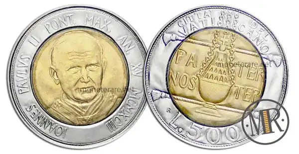 500 Lire Bimetalliche Vaticano 1993 Padre Nostro