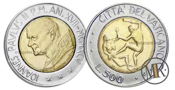 500 Lire Bimetalliche Vaticano 1995 Die Gewalt