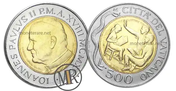 500 Lire Bimetalliche Vaticano 1996 Katechismus