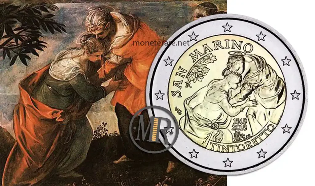 abbraccio tra la Madonna ed Elisabetta Tintoretto - 2 Euro San Marino 2018