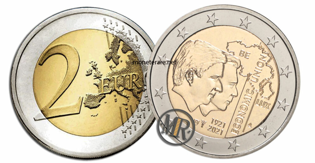 2 Euro Gedenkmünzen Belgien 2021 Wirtschaftliche Union Belgien Luxemburg