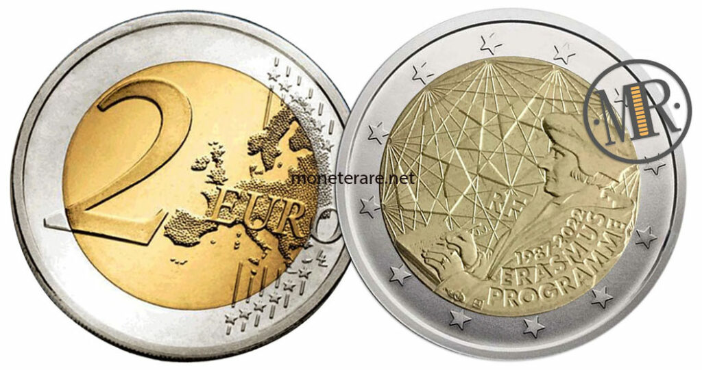 2 Euro Gedenkmünze Frankreich 2022 Erasmus-Programm