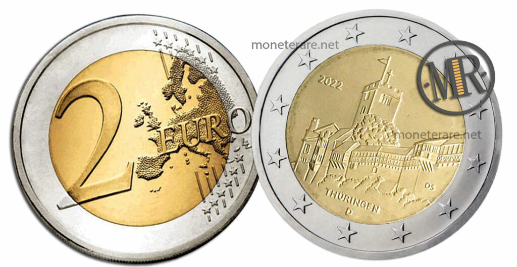2 Euro Gedenkmünzen Deutschland 2022 Thüringen Wartburg Schloss