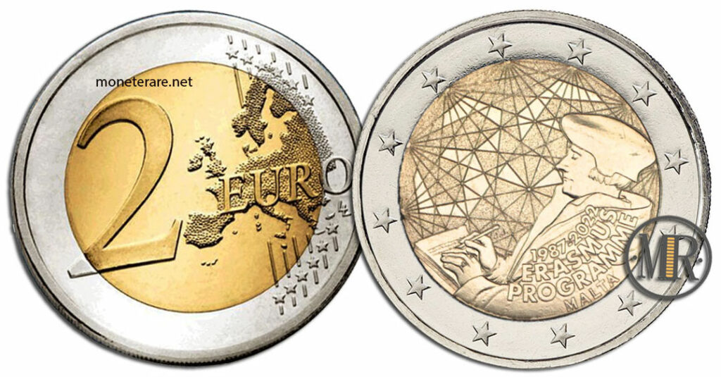 2 Euro Commemorativi Malta 2022 Erasmus