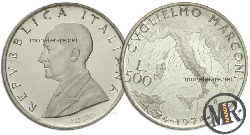 Guglielmo Marconi 500 Lire Gedenkmünze aus Silber